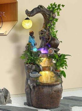 假山流水石磨喷泉办公室客厅室内根雕摆件加湿养鱼池招财阳台景观