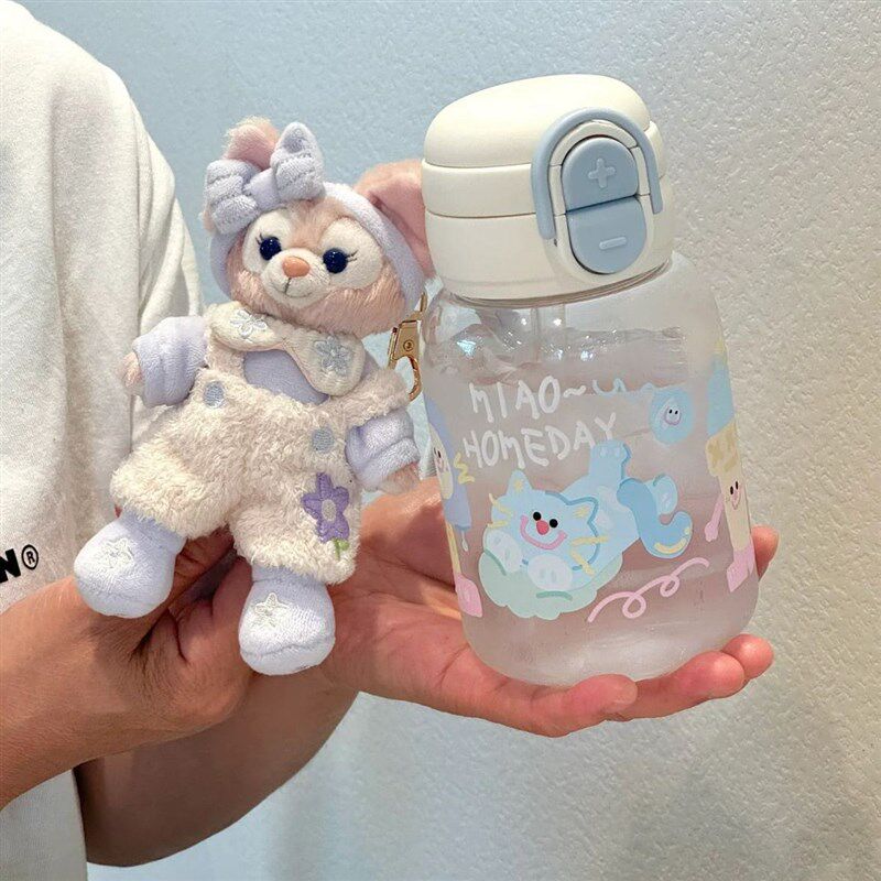 物生物自由派儿童双饮吸管杯男女学生耐高温便携随行手提可爱水杯