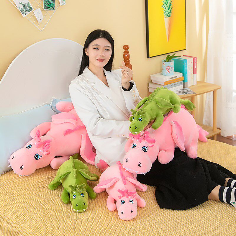 趴趴龙抱枕可爱飞龙毛绒玩具女孩布娃娃抱睡腿夹长条恐龙玩偶床上