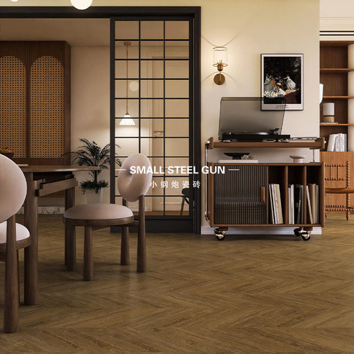 法式焦糖色全瓷600x1200鱼骨木纹瓷砖 客厅阳台卧室地板防滑地砖