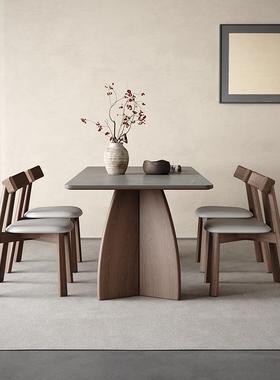 N实木CZ-0307岩餐桌现板代简约胡极桃5色饭桌家用意式简灰色长方