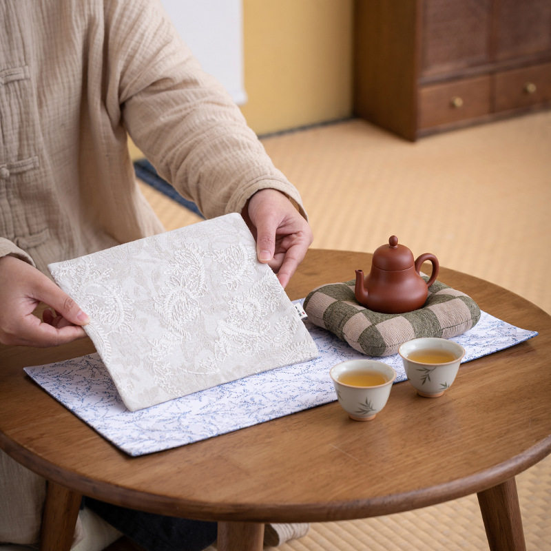 缠枝绒棉茶席防烫隔热