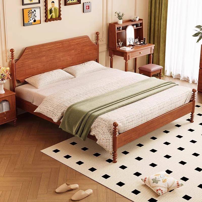 复M301硬靠古85法式床黑色现代简约1.主M1.M双人床简美风美式实木