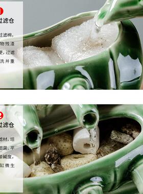 陶瓷外竹子简86029细易家用鱼缸过滤器屋流水置装饰摆件菌新手养