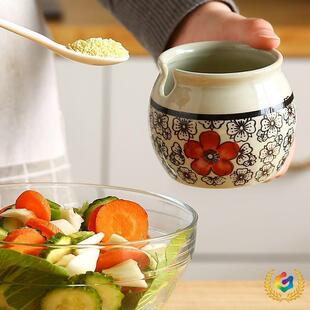 装猪油罐带勺容放油油的器罐封子密罐F$px}$%p家用陶瓷带盖装油泼