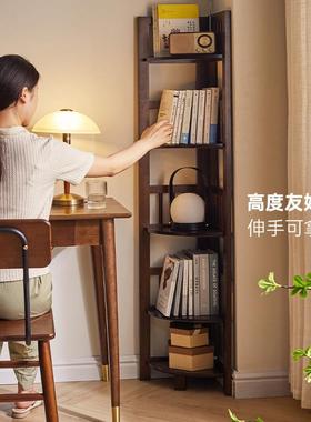 转家逸实木角书架物31291架三角储物立式书架角拐角收纳置落架墙