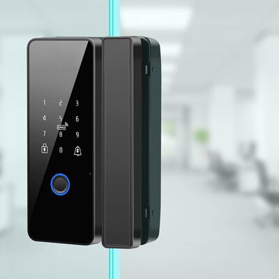 玻门璃指纹锁锁办公室单双门免开孔门BL001禁体智能电一子密码锁