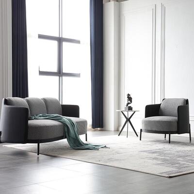 意式极简沙约创意五金三人沙发客厅酒店SF2009铁大千简鸟格堂布艺