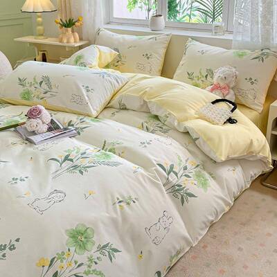 a床上用品件套全棉纯四生棉100碎花春夏被套床单学宿三舍A-7888春