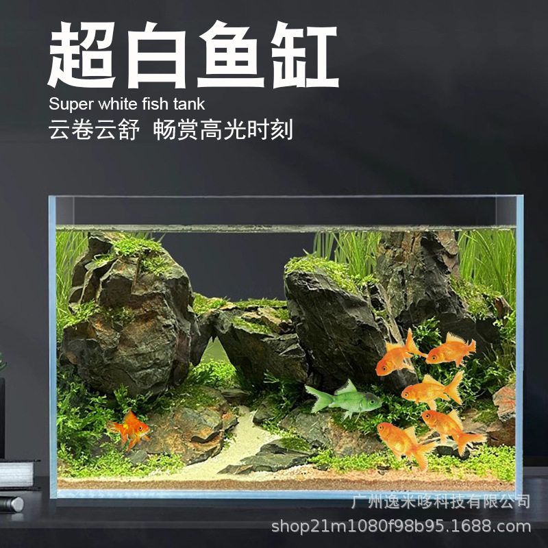 超白玻璃桌面小型生态鱼缸造景