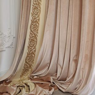 别墅窗帘式 洛可可公代主风丝绒刺粉绣高端欧 卧室色轻奢278现法式