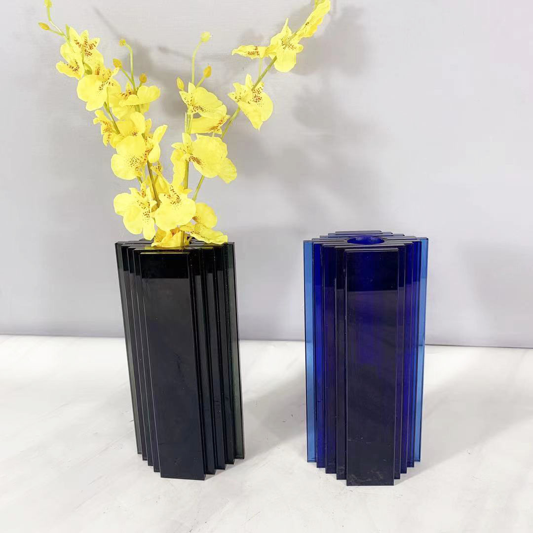 现代简约阶梯水晶玻璃花瓶摆件