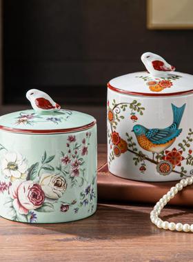 ?式复古创家意民宿棉签收盒用陶瓷牙签RLE筒罐牙线棉签筒美桌面纳