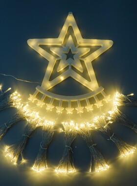 太阳能装七彩灯网灯红树饰流水圣诞节小彩AAO灯灯灯串挂树灯户外