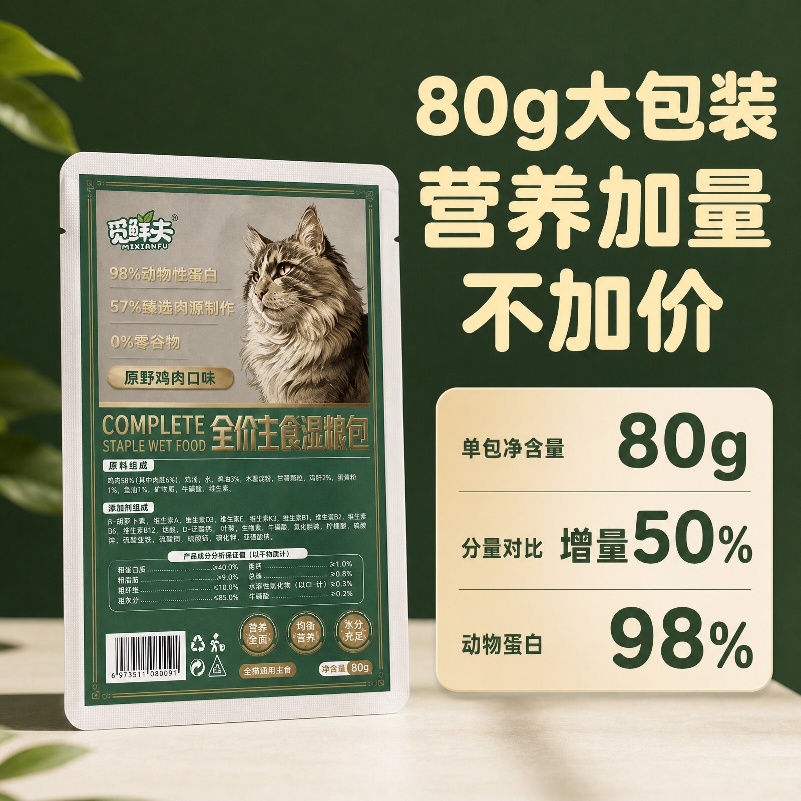大包装猫饭宠物营养成幼猫餐包主食湿粮包全价通用80g