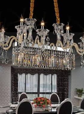 欧式吊灯晶华长方形吊别灯32235墅客厅灯简约大气餐厅吊奢灯水灯