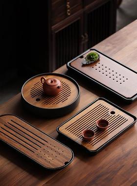 重竹干cp210625泡茶家用制竹小茶盘海盘陶瓷小型托简约干泡盘圆形