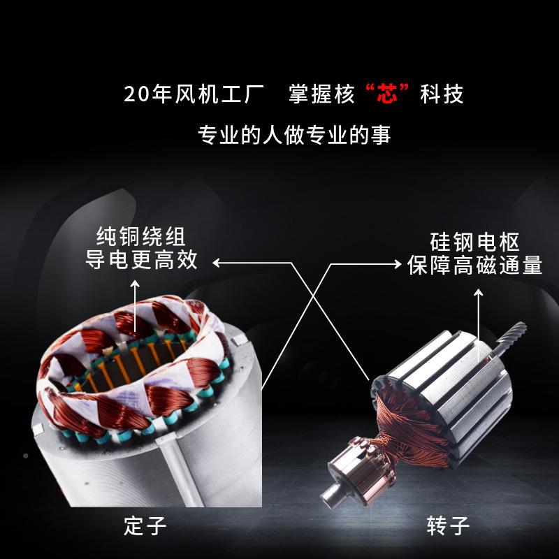 S448F低噪声0排风扇2道20V管轴流风机38V工业岗定位式换气扇固通