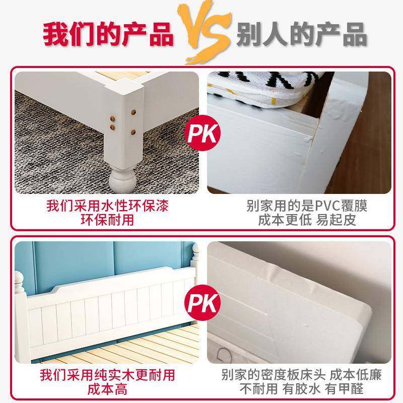 实木床现人代简约1.497838米双床白色1.5米单床1米经济型家简用易