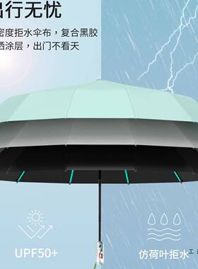 节UQL晴节收自遮动雨伞女雨用结实抗风防晒阳加大两折叠伞太阳伞