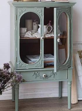 美式式复古柜子摆件陈列展柜装法餐边柜OIT客示厅饰粉色储物柜欧