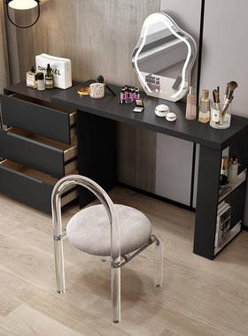 奶油风梳简台斗柜一体小户型约卧化室妆妆桌PHR复古风黑色床尾柜