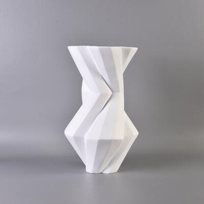 现约折代线叶纹花瓶黑白树简树脂大花器民宿刺酒店样板房90823简