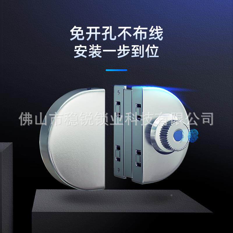双开门单开孔快速安装旋免转盗防电子指纹SGL250C玻璃门锁办公室