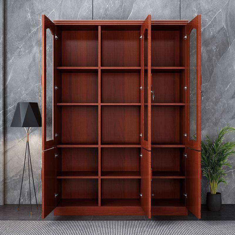 件柜门书柜带书架OLG落地靠墙带玻璃储物资料文柜锁收纳档案柜子