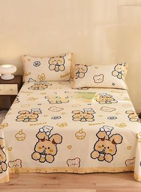 类加厚纯AYK6JNz2c棉磨毛床单件单00儿童1清新花卉被单枕套三件套