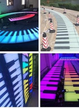 钢琴钢琴红乐感脚音乐214114地板互动游地面钢琴灯板发光景区网设