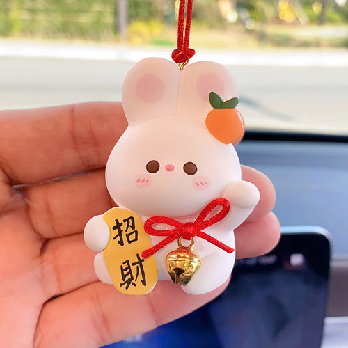 汽车挂件2022新款高档兔年车内吊饰平安符车上后视镜车载挂饰品女