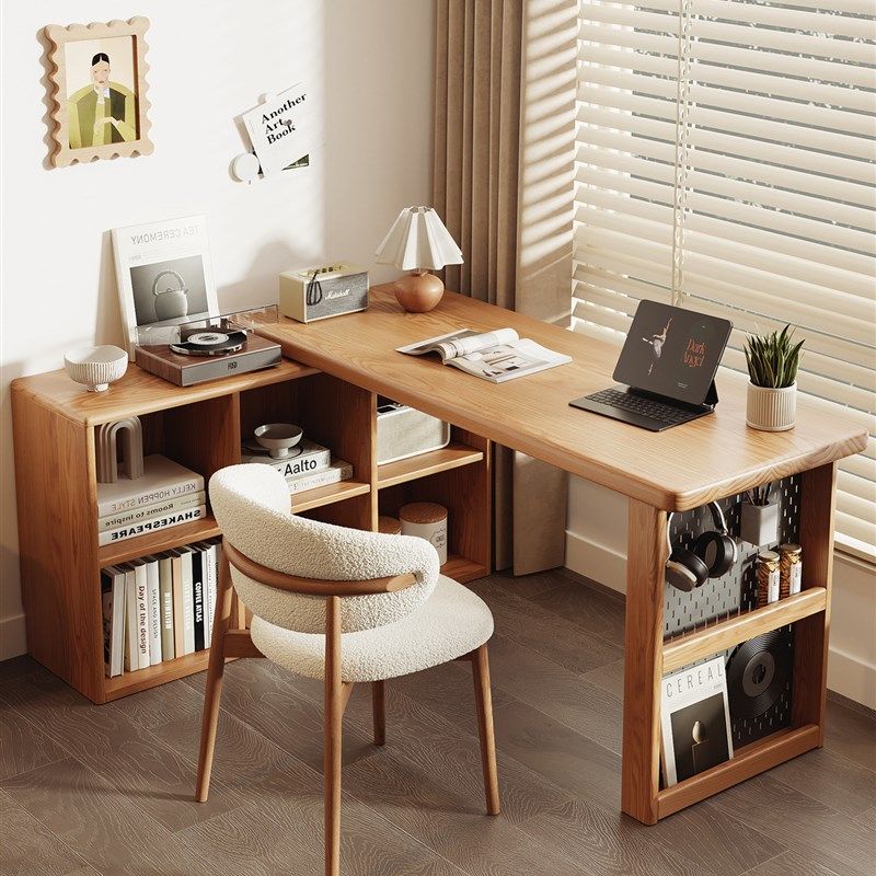 实木转角书桌书架一体书柜组合书房书桌 L型办公学习桌拐角电脑桌,住宅家具,转角桌,淘宝优惠券,粉丝福利购,淘宝优惠卷
