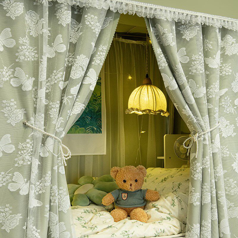 简单点学生宿舍法式遮光床帘u型双轨道大学寝室上下铺蚊帐一体式