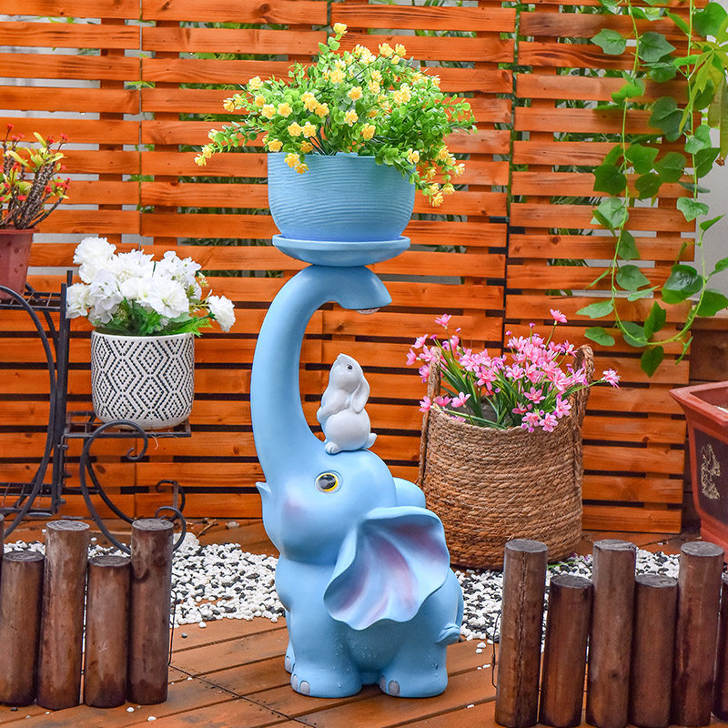 幼儿园入户门卡通大象装饰摆件院子动物造型花盆花园庭院造景布置