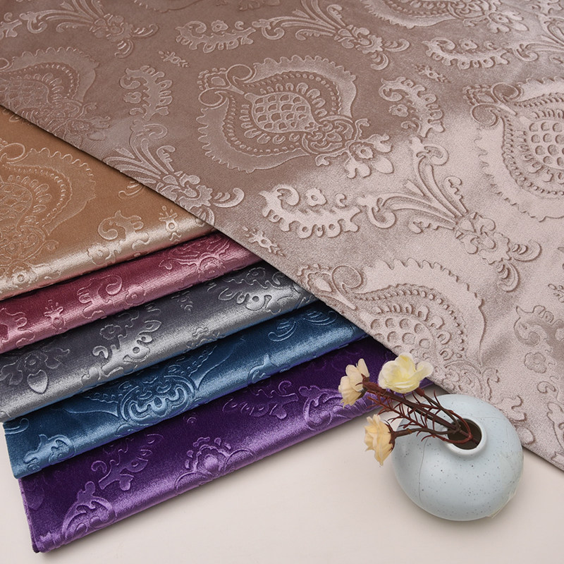 欧式绒布加厚金丝绒布沙发垫抱枕靠包软包硬包沙发布料压花面料