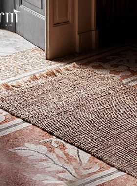 丹麦进口Ferm Living黄麻编织地毯客厅卧室床边毯创意茶几毯地垫