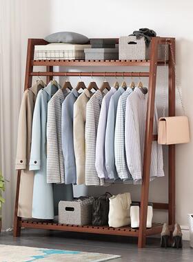 Q卧3实木落地挂衣架粗立式室简易衣帽架613加多功能衣柜衣Y服置物