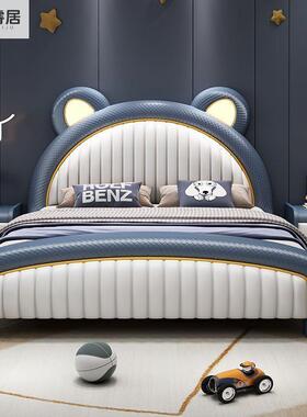 男新款通卡儿童床孩床双人床学BUI生床小户型女孩床单人床卧皮室