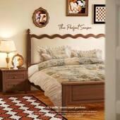 美式 奶油风复实木床18米主卧双人床现代箱简约公主床高506古软.包