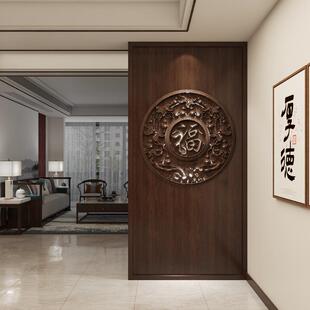 2025新式实客木屏关风隔断厅中中古风福字浮雕入户可定制玄遮挡复
