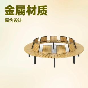 户外金腐属公园椅大圆椅靠CEF休背闲座椅防超木实木塑木铁艺长条