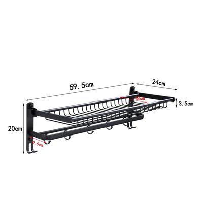 浩思卫间浴巾架折叠置收物毛巾整子430生理纳架黑色太空铝网篮浴