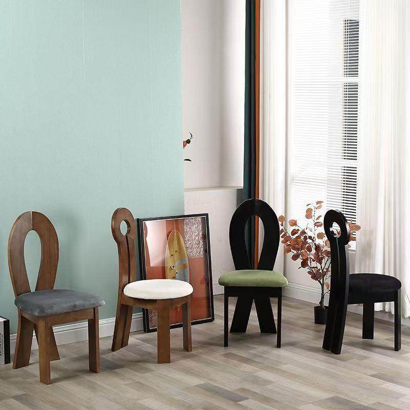 WYX中古餐诧寂风家用靠背椅奢网法红简约卧室复椅轻古实木椅子式