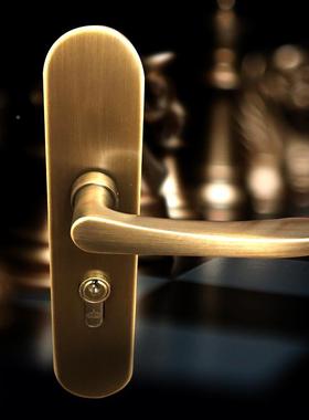 室内手ECX黑色锁卧室房门全铜把执锁现代简约门静音木门锁