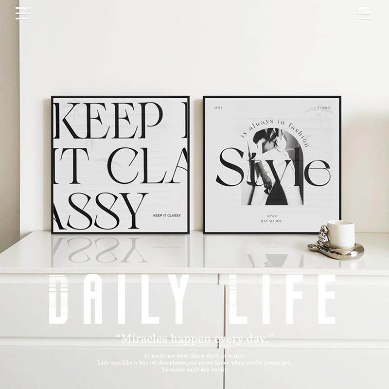 白床头酒柜斗英文电视装饰画桌面极简餐边摆室卧画黑玄关LQM遮灰