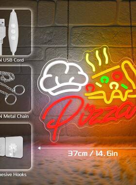 Pzzai霓虹灯披ELO萨店专属装饰灯西布餐厅景置灯场美食店网红打
