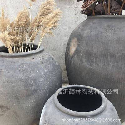 土大陶水缸罐陶黑色缸翁YFI水缸软装新品花盆陆缸民俗装饰