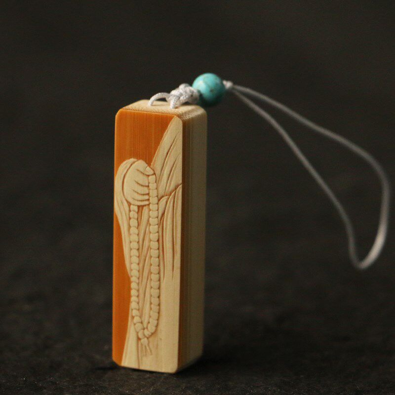 十几年玉竹老料东阳名家戚挺飞本工精工雕刻佛手竹雕挂件把件