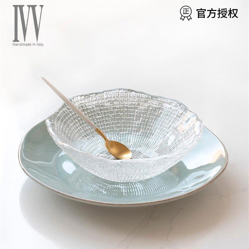 意大利进口IVV手工创意欧式餐盘 现代客厅家用玻璃水果盘点心盘子